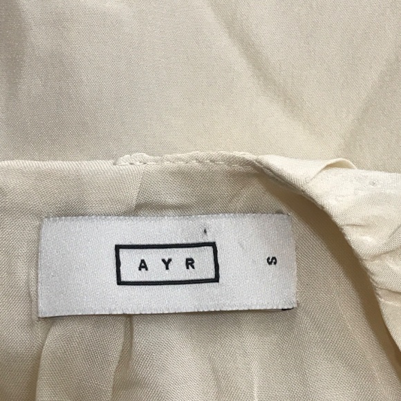 AYR The Fancytown Pleated Blouse Silk Blend in Ivory Small with in imperfections - Picture 3 of 6